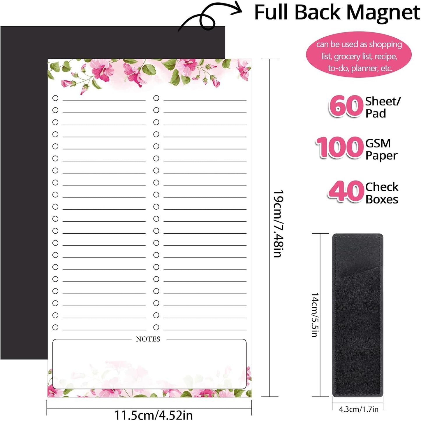 Thboxes 2 Pack Grocery List Magnet Pad for Fridge with Pen Holder, Total 120 Sheets Magnetic Note Pad for Fridge Full Back Magnet Shopping List, To Do List, Memo Notepads, 4.5x7.5(Funny Animal)