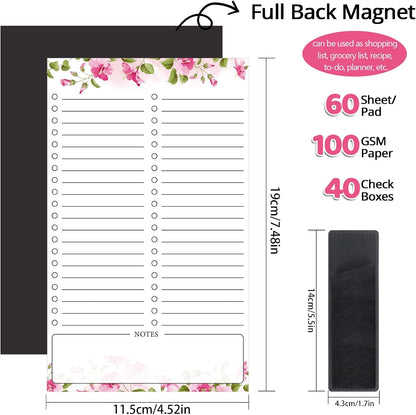 Thboxes 2 Pack Grocery List Magnet Pad for Fridge with Pen Holder, Total 120 Sheets Magnetic Note Pad for Fridge Full Back Magnet Shopping List, To Do List, Memo Notepads, 4.5x7.5(Funny Animal)