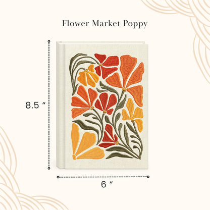 Lady Jayne Embroidered Canvas Hardcover Journal with 192 Lined Pages, 6” x 8.5” – Flower Market Poppy (83289)