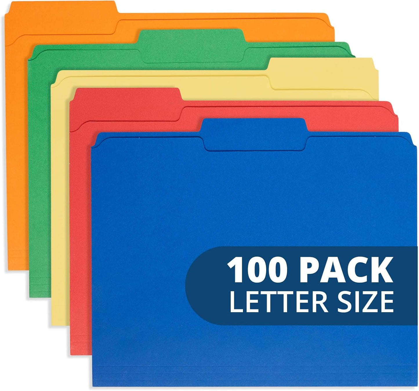 File Folder, 1/3 Cut Tab, Letter Size, Yellow, Great for Organizing and Easy File Storage, 100 Per Box