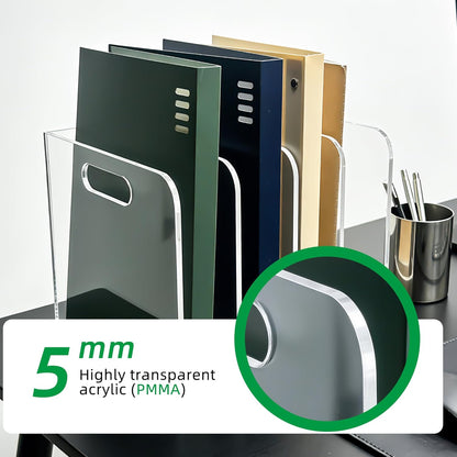 Acrylic Magazine File Holder, 3 Vertical Compartments Desk Document Sorter Organizer, Clear Folder Rack Binder for Office/Documents/Classroom, for Home, Tablet, Magazines, Books & Accessories