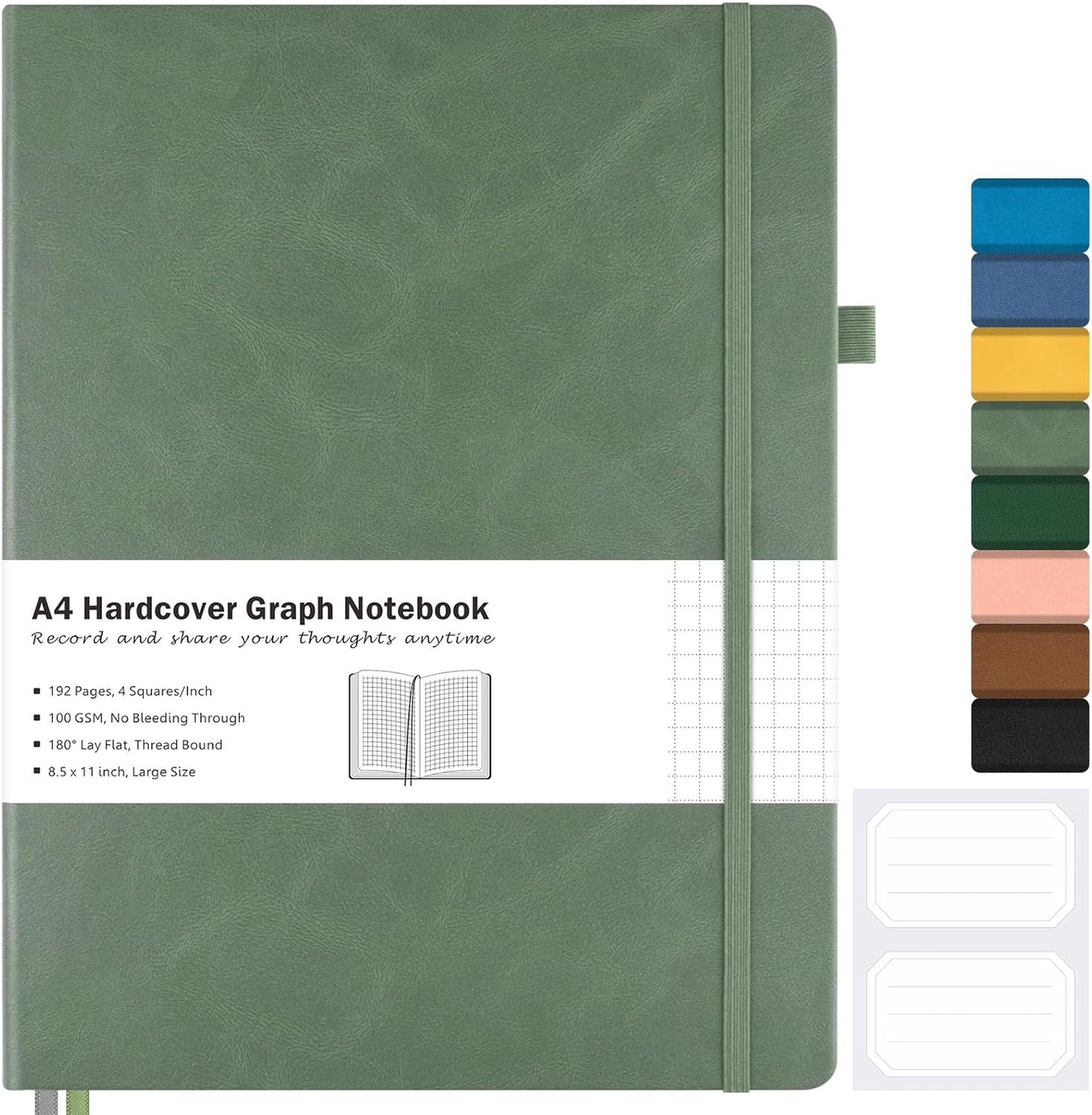 Graph Paper Notebook, Hardcover Notebook 8.5 x 11, Grid Notebook Journal for Women, Men, Large Leather Journals for Writing, Thick Paper, A4 Notebooks for Work, School Supplies, Engineering Brown