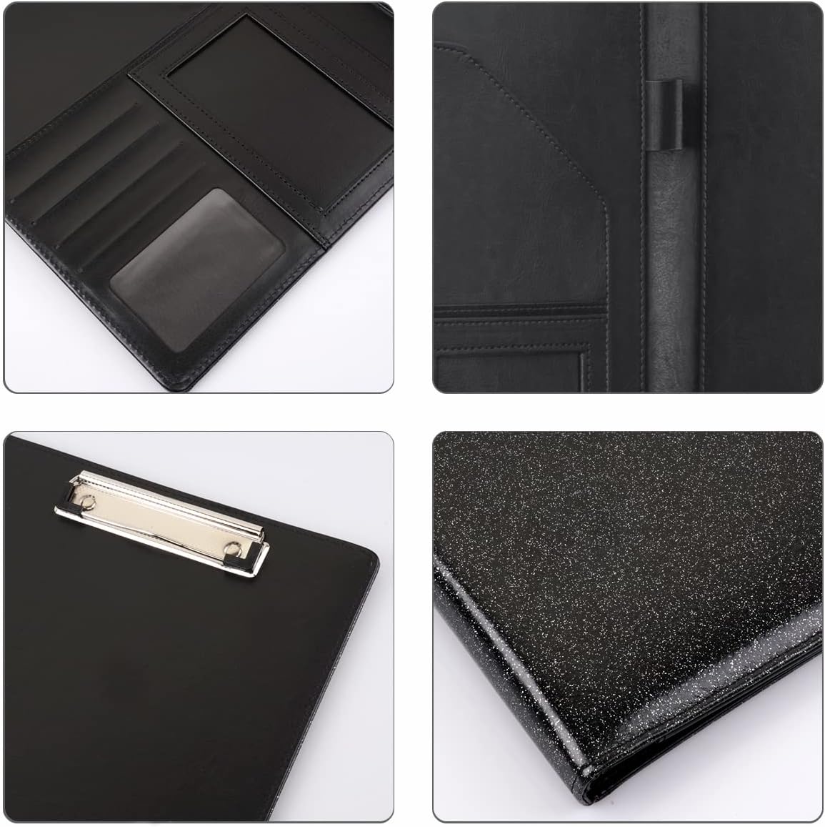 WAVEYU Resume Portfolio Folder, Padfolio Clipboard, Writing Portfolio Leather Clipboard with Cover for Legal Pad Holder Letter Size A4 for Business Conference Notepad Clip Boards, Purple