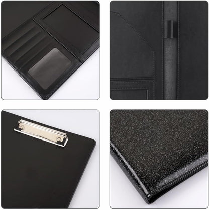 WAVEYU Resume Portfolio Folder, Padfolio Clipboard, Writing Portfolio Leather Clipboard with Cover for Legal Pad Holder Letter Size A4 for Business Conference Notepad Clip Boards, Purple