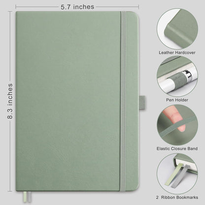 RETTACY Graph Grid Paper Notebook, 192 Pages, A5 Medium Size (5.7'' x 8.3''), 5 Squares per Inch, Leather Hardcover, 100 GSM Thick Paper, for School, Students, Math, Engineering (Brown)