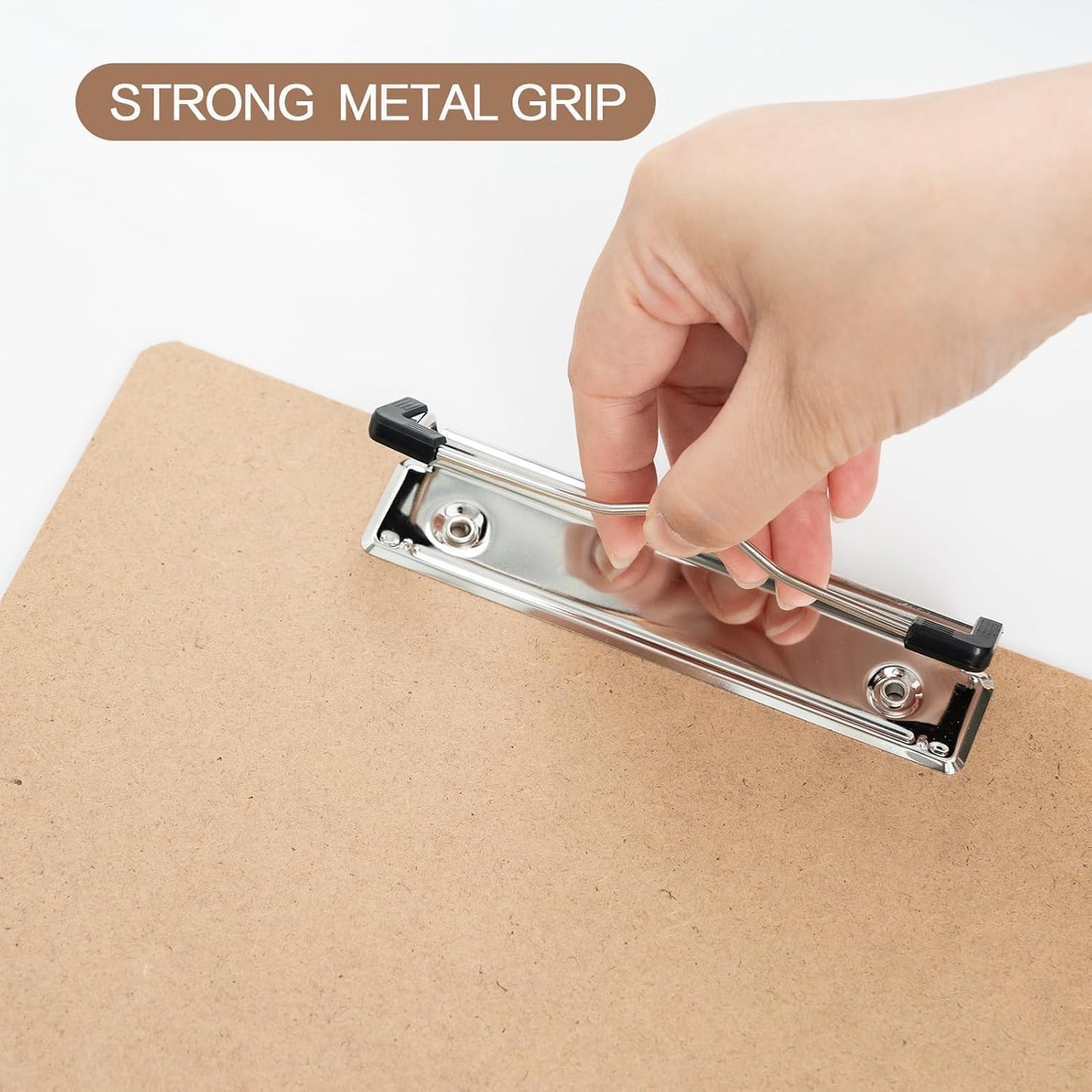 15 Pack Clipboard 9 x 12.5 Letter Size Clip Boards Bulk, A4 Wooden Hardboard Office Clipboards for Classroom, Work-Meetings, Brown