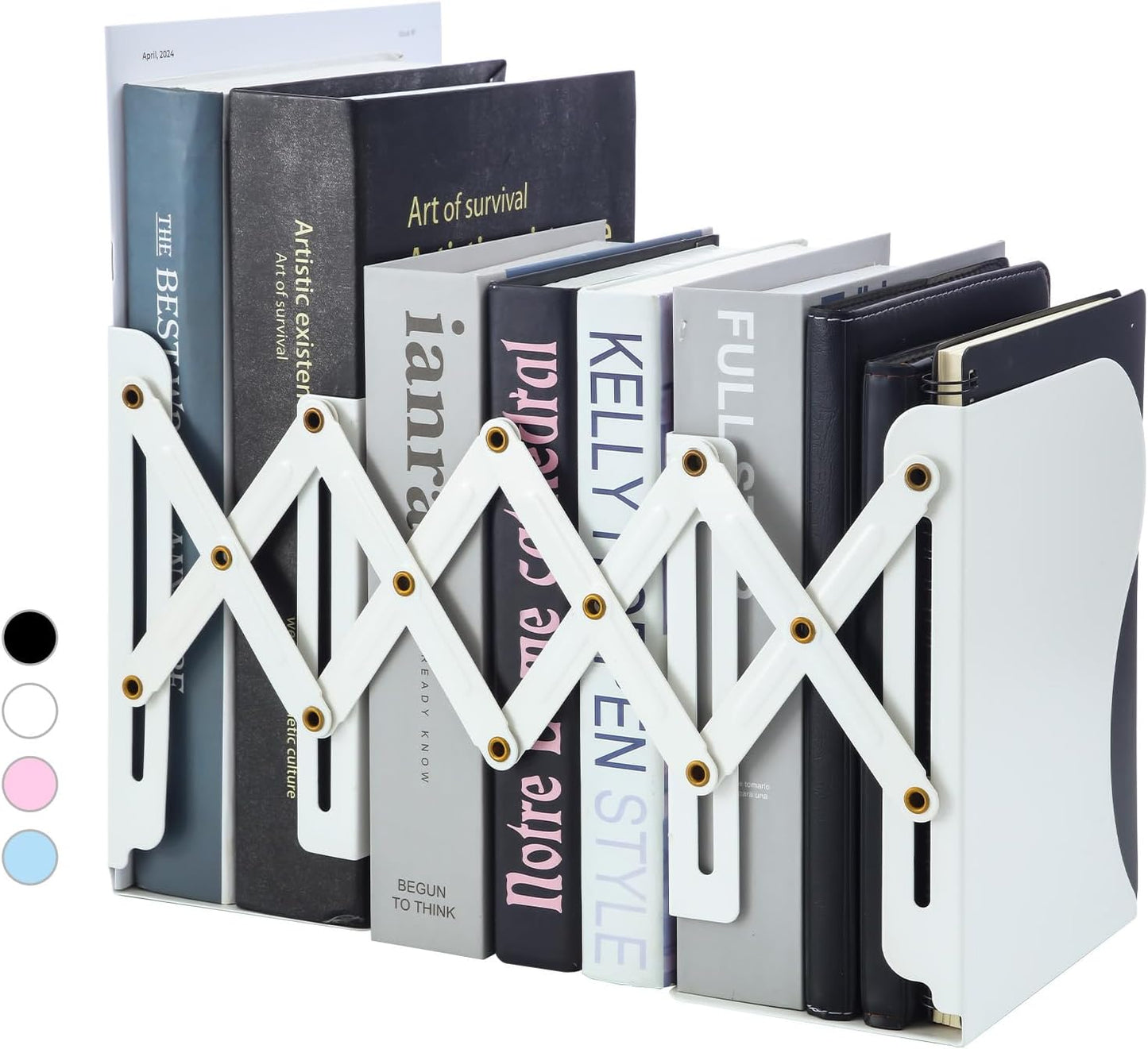 M&G Adjustable Bookends Book Ends for Shelves, Metal Bookend for Heavy Books, Desk Magazine File Organizer Holder Extends up to 20in, Book Stopper for Home, Office, Classroom (Black)