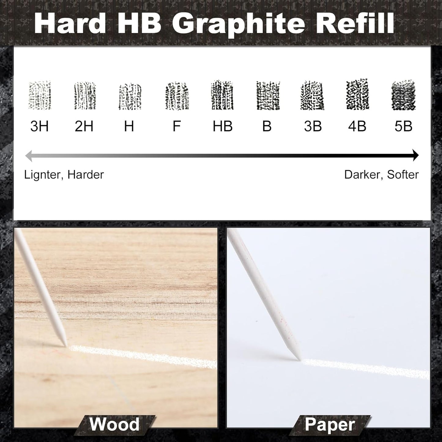 Zhehao 120 Pieces 2.8 mm Carpenter Pencils Lead Refills HB Refill for Construction Pencils Refills Mechanical for Writing Drawing Drafting Woodworking Construction(Black)