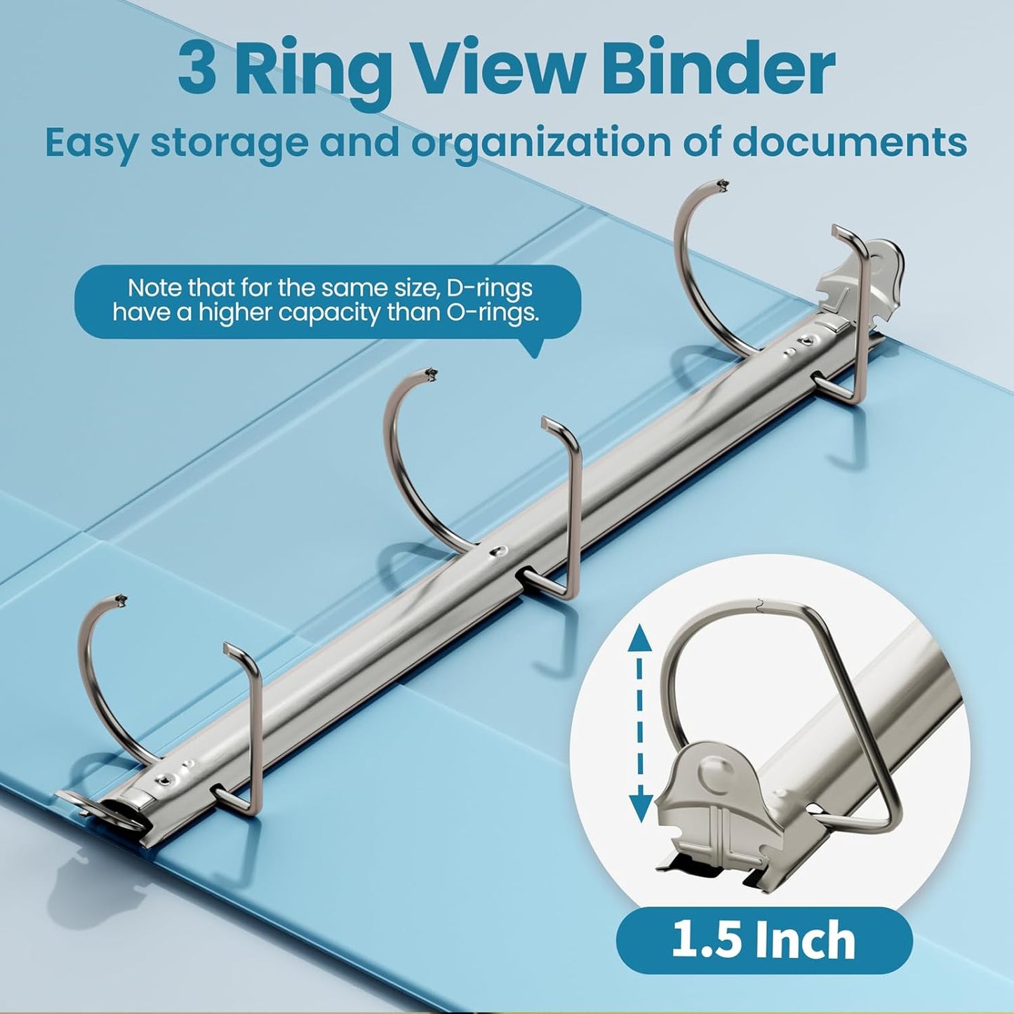 SUNEE 3 Ring Binder 2 Inch, Clear View Binder Three Ring PVC-Free (Fit 8.5x11 Inches) for School or Office Supplies, Light Purple, 1 Pack