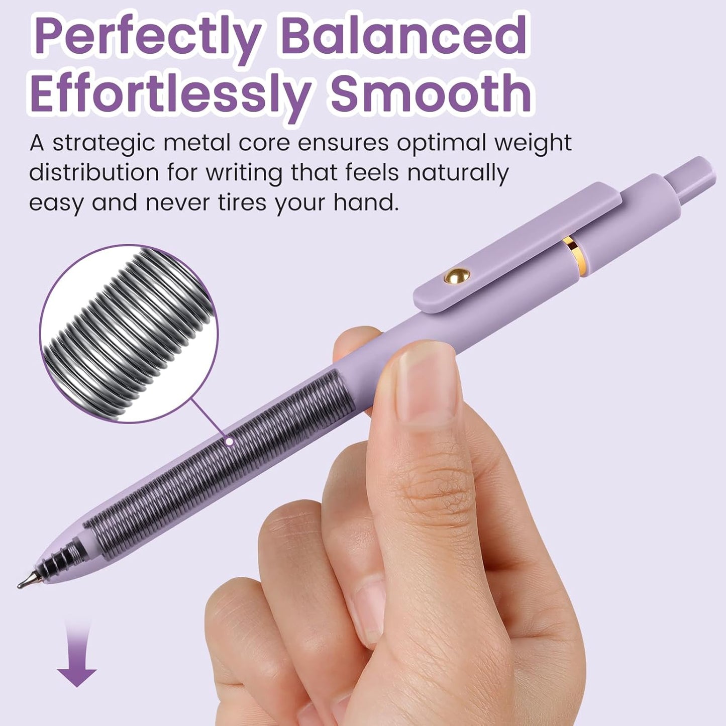 FIOVER 5pcs Gel Pens Quick Dry Ink Pens Fine Point Premium Retractable Rolling Ball Gel Pens Black Ink Smooth Writing for School Office Home