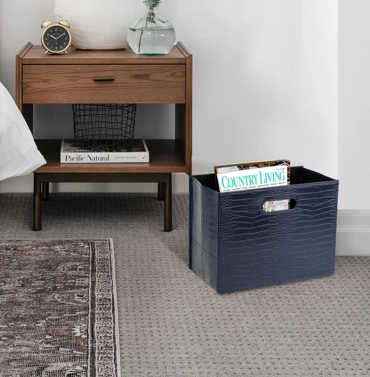 HofferRuffer Magazine Basket Holder, Foldable Magazine Rack, Document File Holder Organizer, File Folder, Newspaper Storage Bin Organizer for Home or Office (Brown)