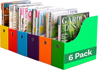 Evelots Magazine File Holder - Set of 24 Multi Color - Office Desk Organizer - Sturdy Cardboard - New Upgraded Double Front Panel for More Stability - Full 4 Inch Wide - Easy Assemble