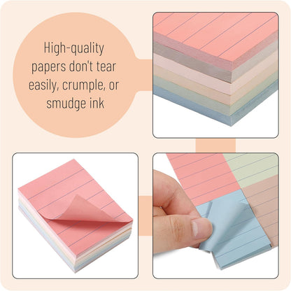 Mr. Pen- Lined Sticky Notes, 3" x 3", 12 Pads, 60 Sheets/Pad, Morandi Color, Bulk Sticky Notes with Lines, Ruled Post Stickies, Memo Pads, Self-Stick Note Pad for Office, School, Home, Study