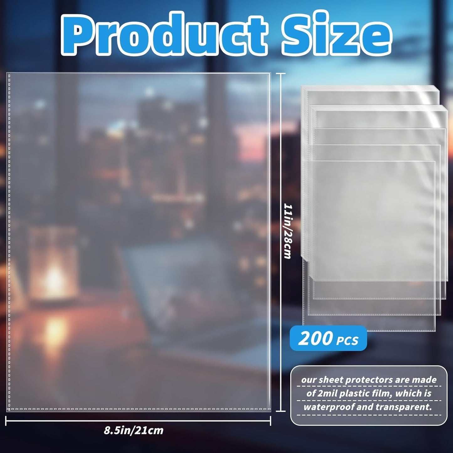 VOKOY 100 Pack No Holes Sheet Protectors,8.5" x 11", Letter Size Heavy Duty Clear View Page Protectors Without Holes,Top Loading Clear Paper Sleeves Document Artwork Protectors