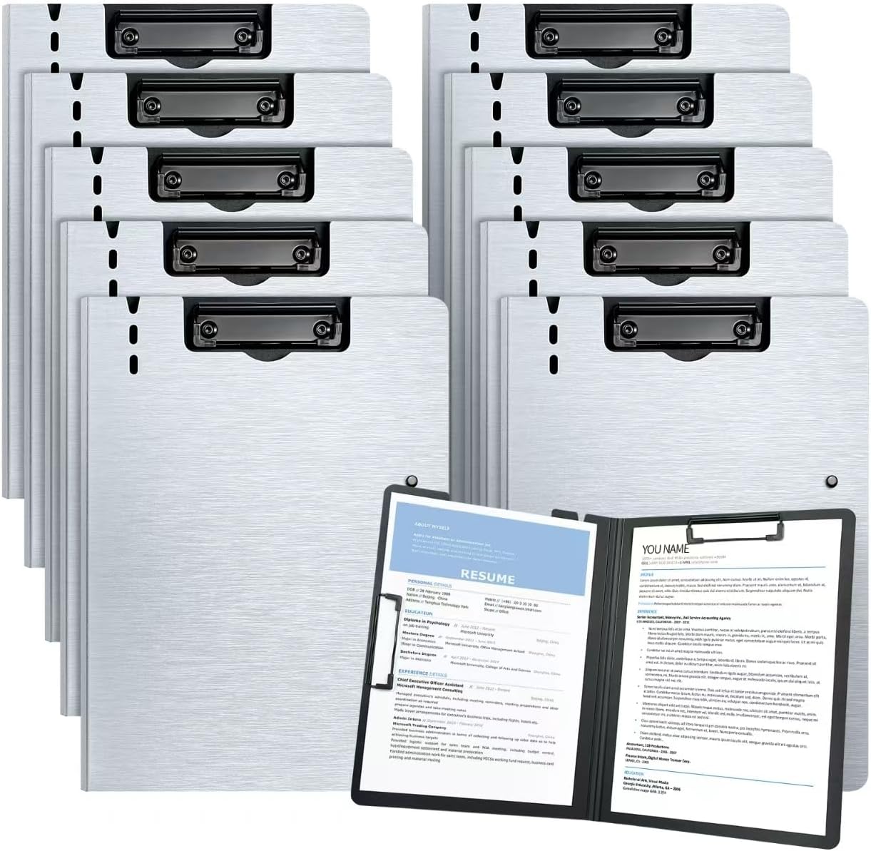 A4 Clipboard Folder,10 Pack Foldable Clipboards with Pocket for Business,Office,School or Restaurant (Black)