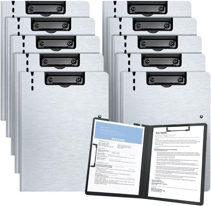 A4 Clipboard Folder,10 Pack Foldable Clipboards with Pocket for Business,Office,School or Restaurant (Black)