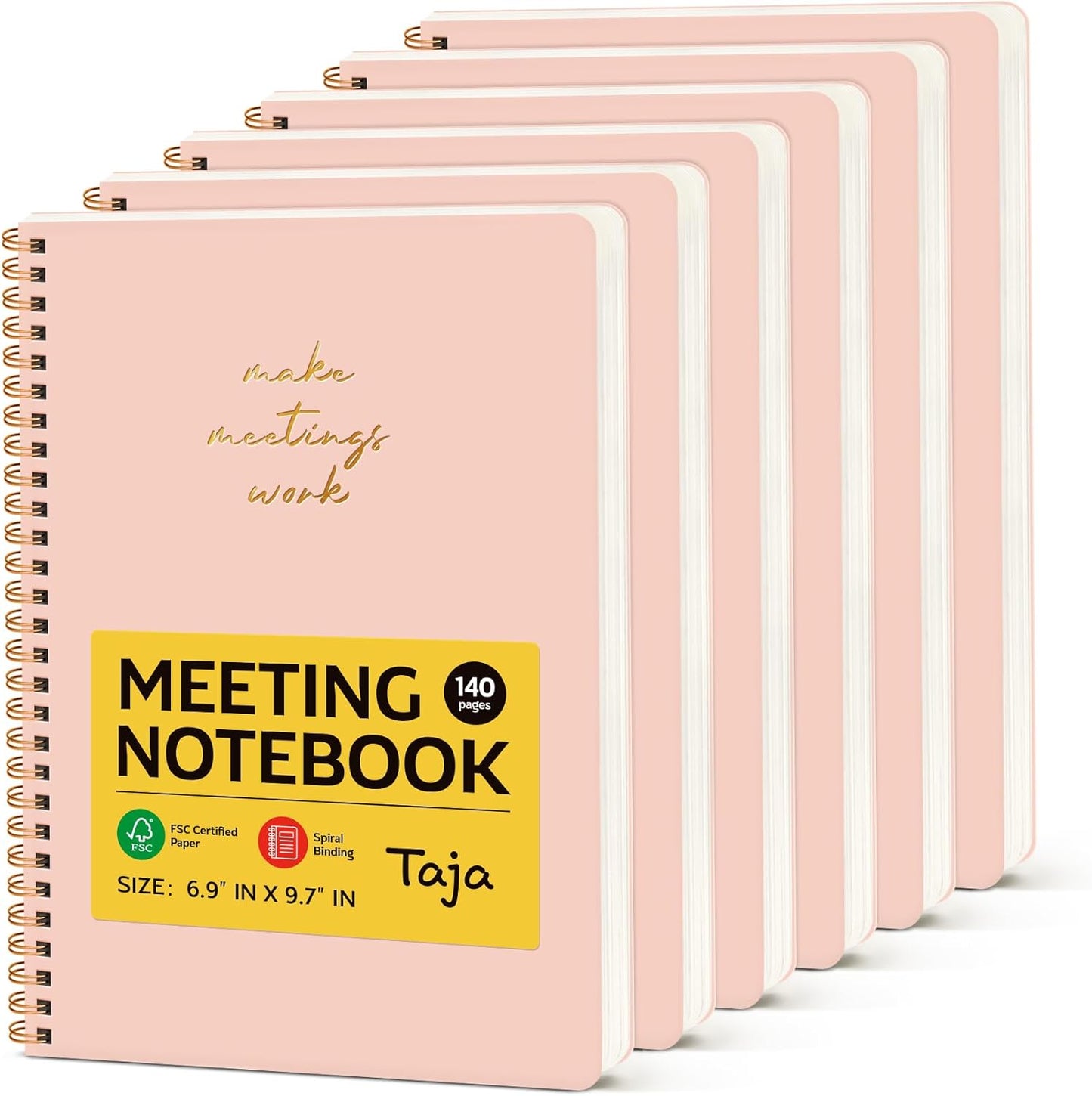 Meeting Notebook for Work Organization - Work notebook with action items, Meeting Minutes Planner Notebook, Perfect Office Supplies for Men & Women - Pink