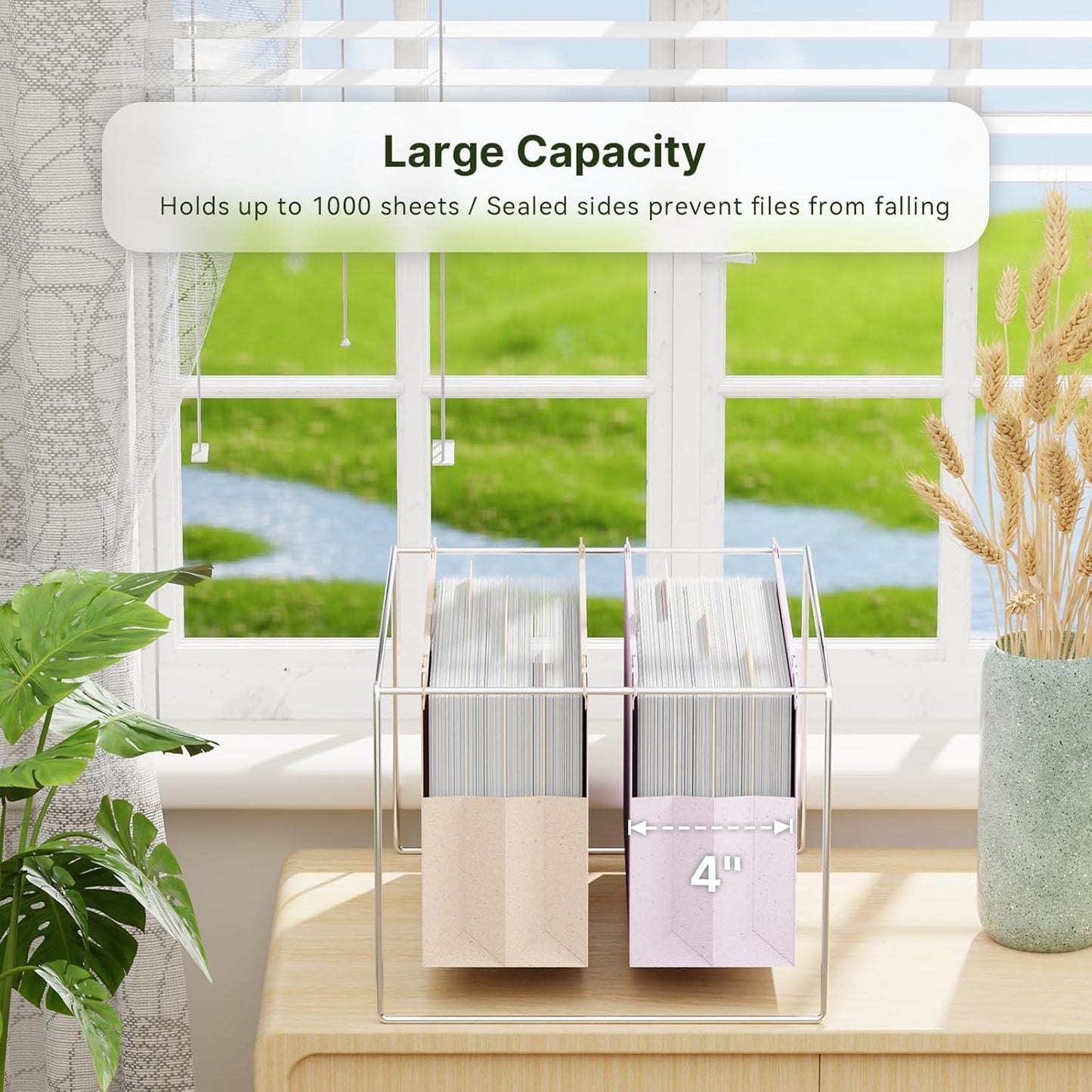 XINGIA Wheat Straw Reinforced Hanging File Folders Legal Size,4 Inch Expansion File Organizer,6 Pack Extra Capacity File Cabinet Folders for Bulky Files,Medical Charts,Filing Folders Hanging with Tabs