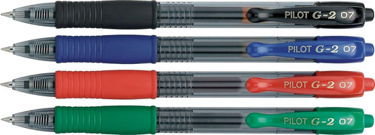 PILOT G2 Premium Refillable and Retractable Rolling Ball Gel Pens, Fine Point, Black Ink, 4-Pack (31057)