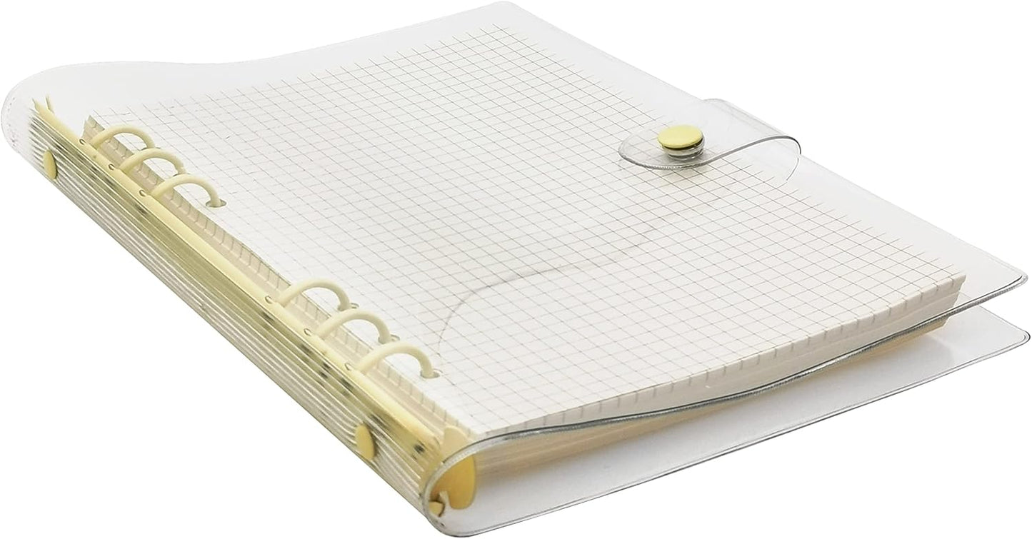 A6 A5 6-Holes Colorful PVC Cover Round Ring View Binder with Snap Button Closure File Folder for Loose Leaf Sheet Protectors Notebook Refill (Pink Daisy, A5 Mini Set) - Colors B