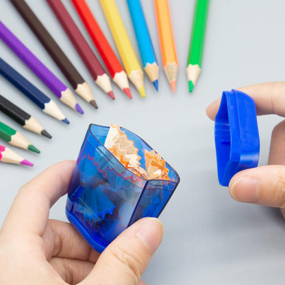 KIDMEN 24 PCS 2 Holes Small Manual Pencil Sharpener with Lid,for Kids,School