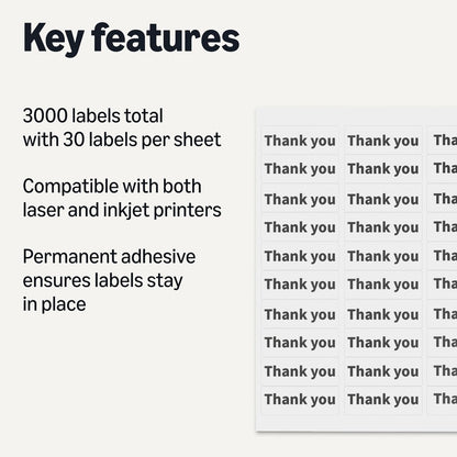 Amazon Basics Printable Address Labels, White, 1" x 2-5/8", 3000 Blank Mailing Labels