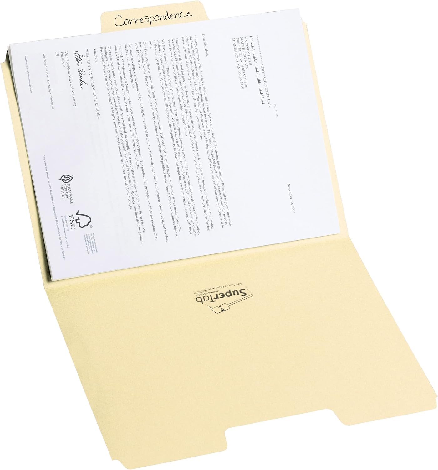 Smead SuperTab File Folder, Oversized 1/3-Cut Tab, Letter Size, Manila, 100 Per Box (10301)