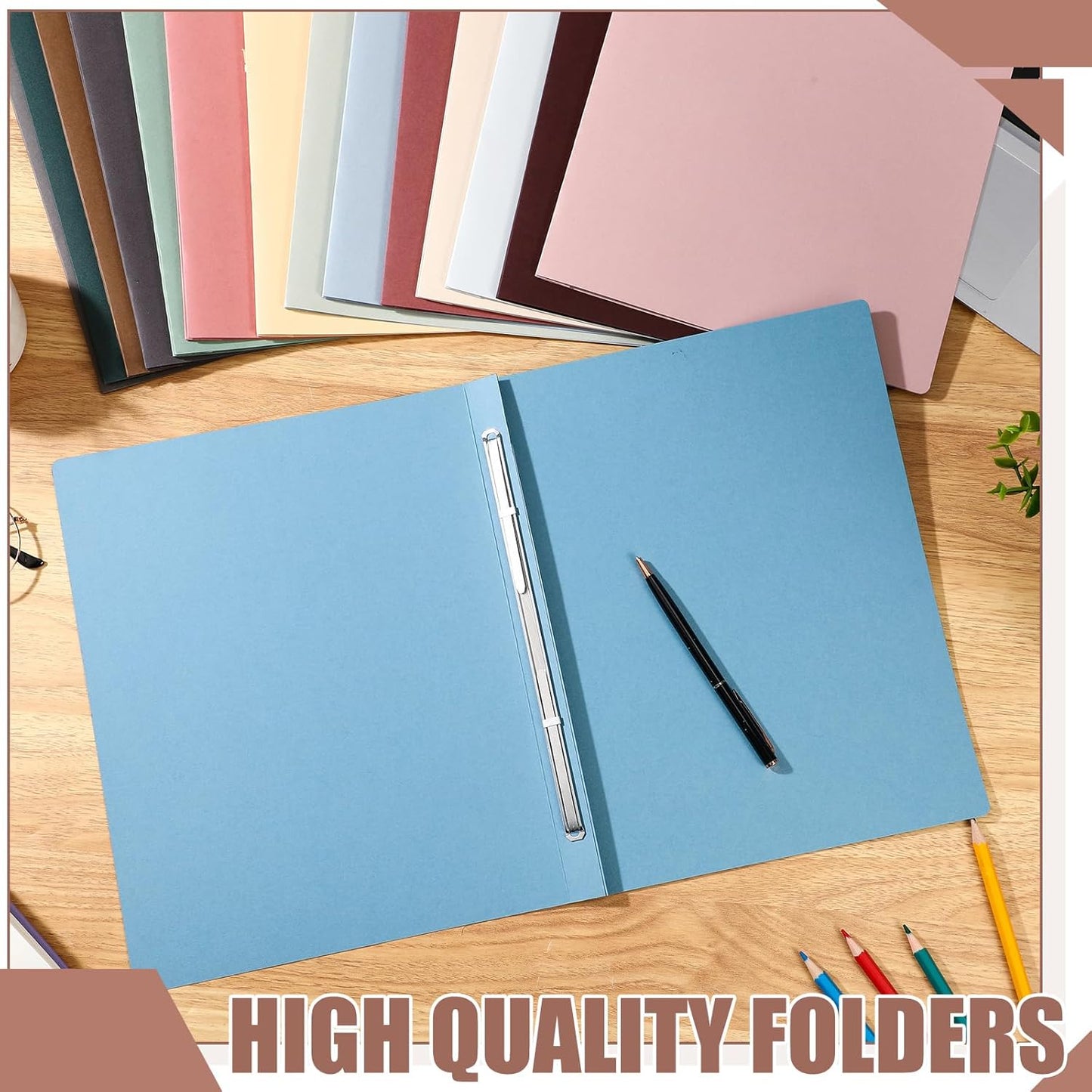 Zhanmai 15 Packs 8.5'' x 11'' Pressboard Report Covers, Metal Prong Fastener with Compressor, Letter Size 3'' Capacity Presentation Report Folder to Neatly Bind Reports, Proposals, Documents(Blue)
