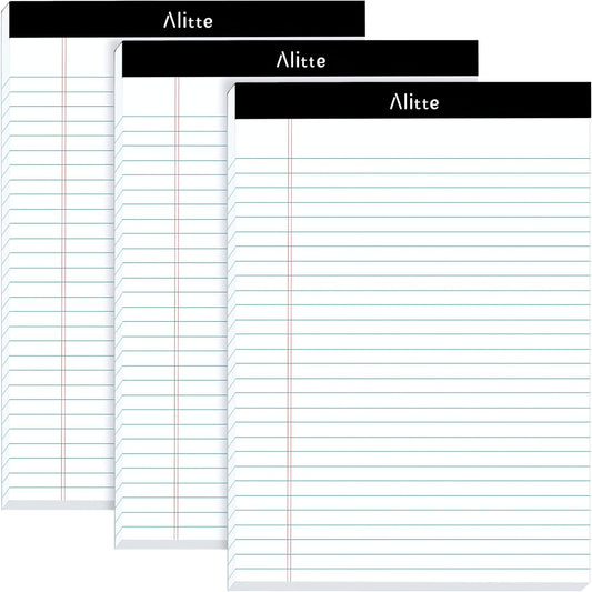 Alitte Legal Notepads 8.5 x 11, Pack of 12 - Perforated Wide Ruled Writing Pad - Premium Thick Paper, No Ink Bleeding - Blank Legal Pads For Home, Office, School, Business - 50 Sheets Per Notebook