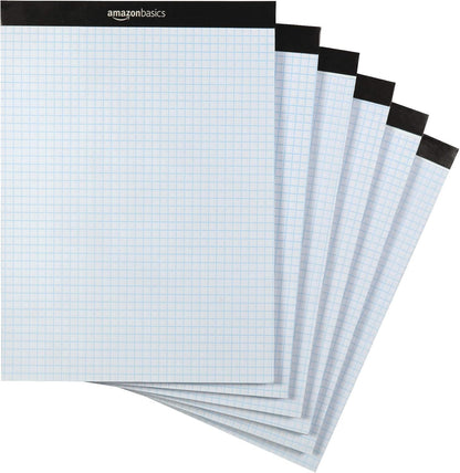 Amazon Basics Quad-Ruled Graph Paper Pad with Sturdy Back, Perforated, 8.5" x 11.75", White, 100 Sheets/Pad, 2-Pack