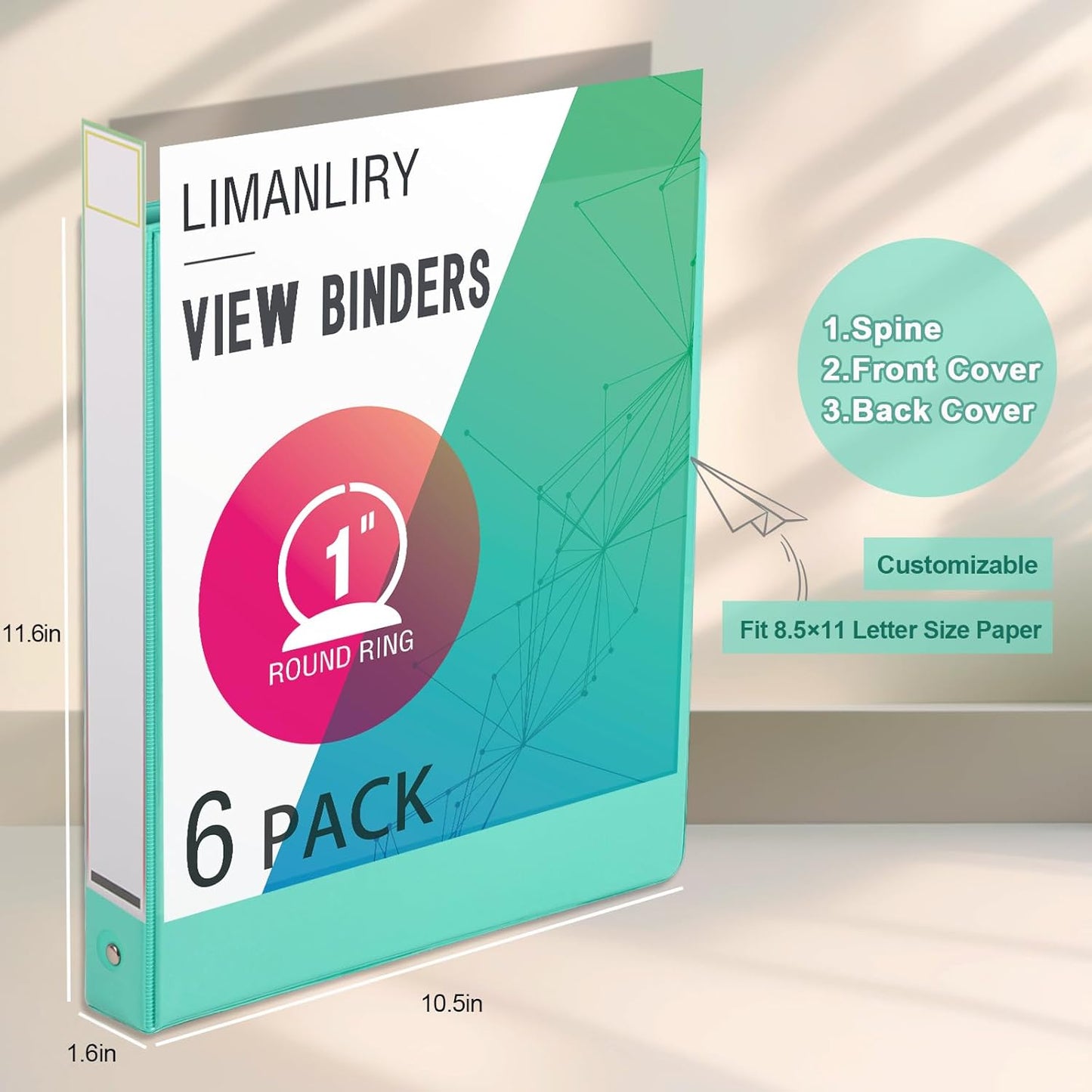 2 Inch Binders, Round 2" 3 Ring Binder, Customizable View Binder with Pockets, Assorted Colors, 4 Pack