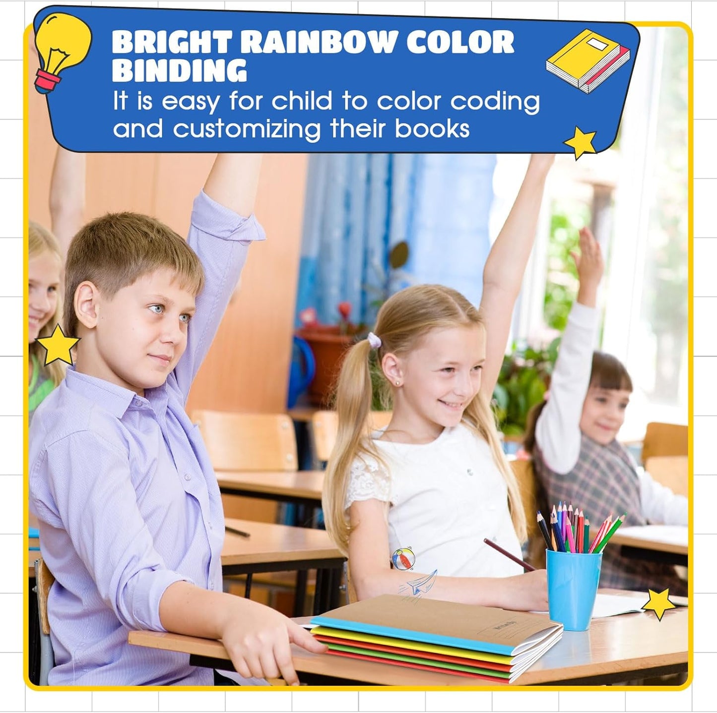 Henoyso 60 Pack Primary Composition Notebook, 9-3/4" x 7-1/2", Kids Primary Journal, K-2 Writing Notebook for Kids Student Draw Write Story Journal Half Blank Books(Macaron Color)