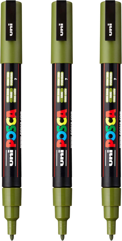 posca PC-3M Water-Based Paint Markers, Reversible Fine Tip (0.9-1.3mm), Pink, 3 Count
