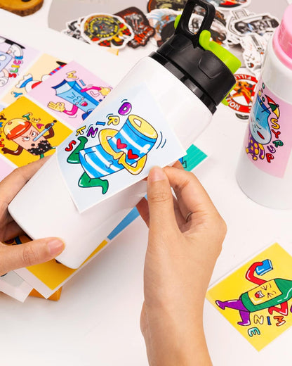 QYH Printable Vinyl Sticker Paper for Inkjet & Laser Printer - Matte White Waterproof, 50 Sheets Vivid Colors, Compatible with Cricut, Silhouette, Ideal for Small Business & DIY- 8.5"x11"
