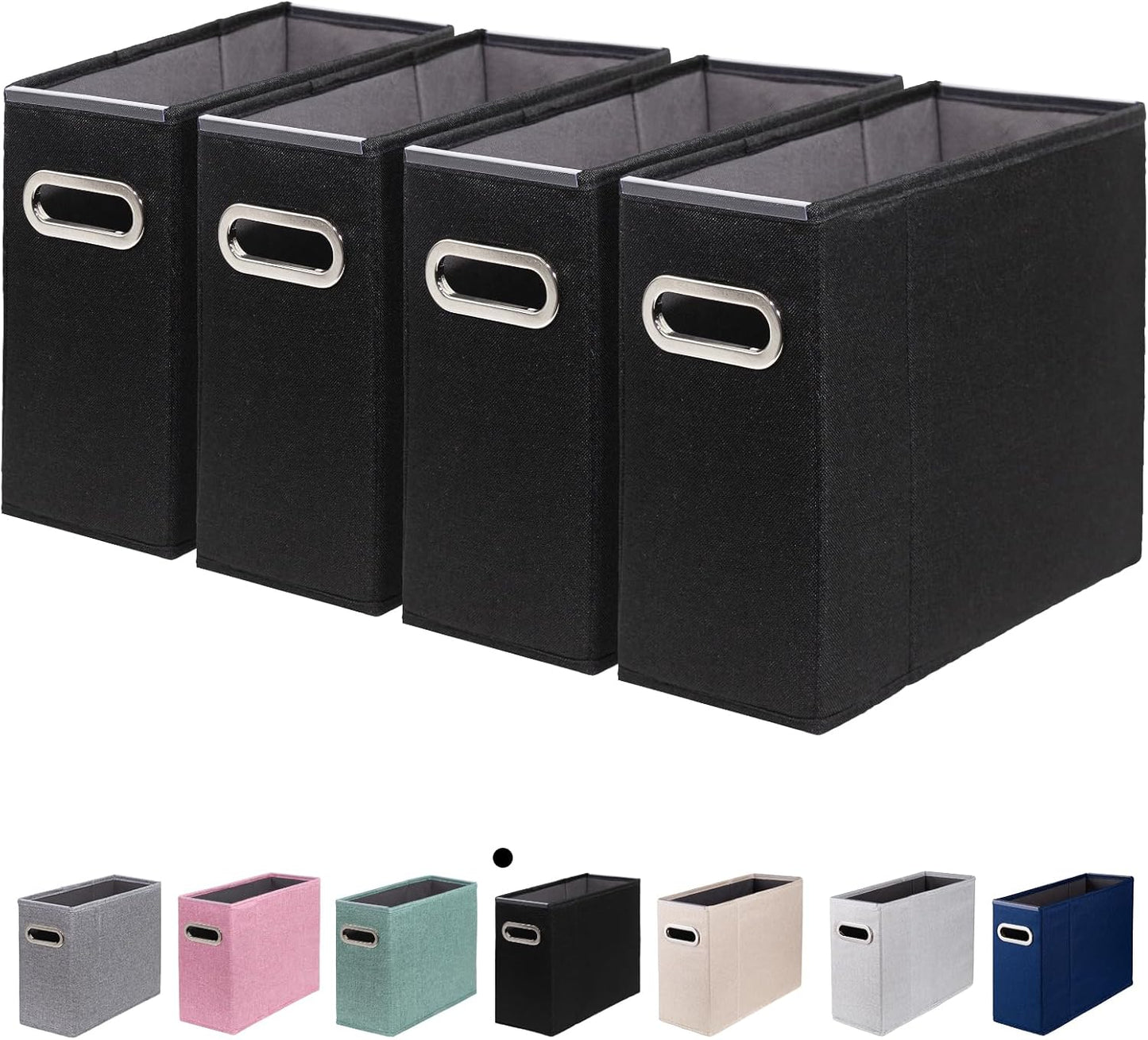 4 Packs Letter Size File Organizer, File Folders Organizer, Fabric Storage Box, Collapsible Paper Organizer with Metal Handle, Smooth PVC Rails, Only Box (Beige)