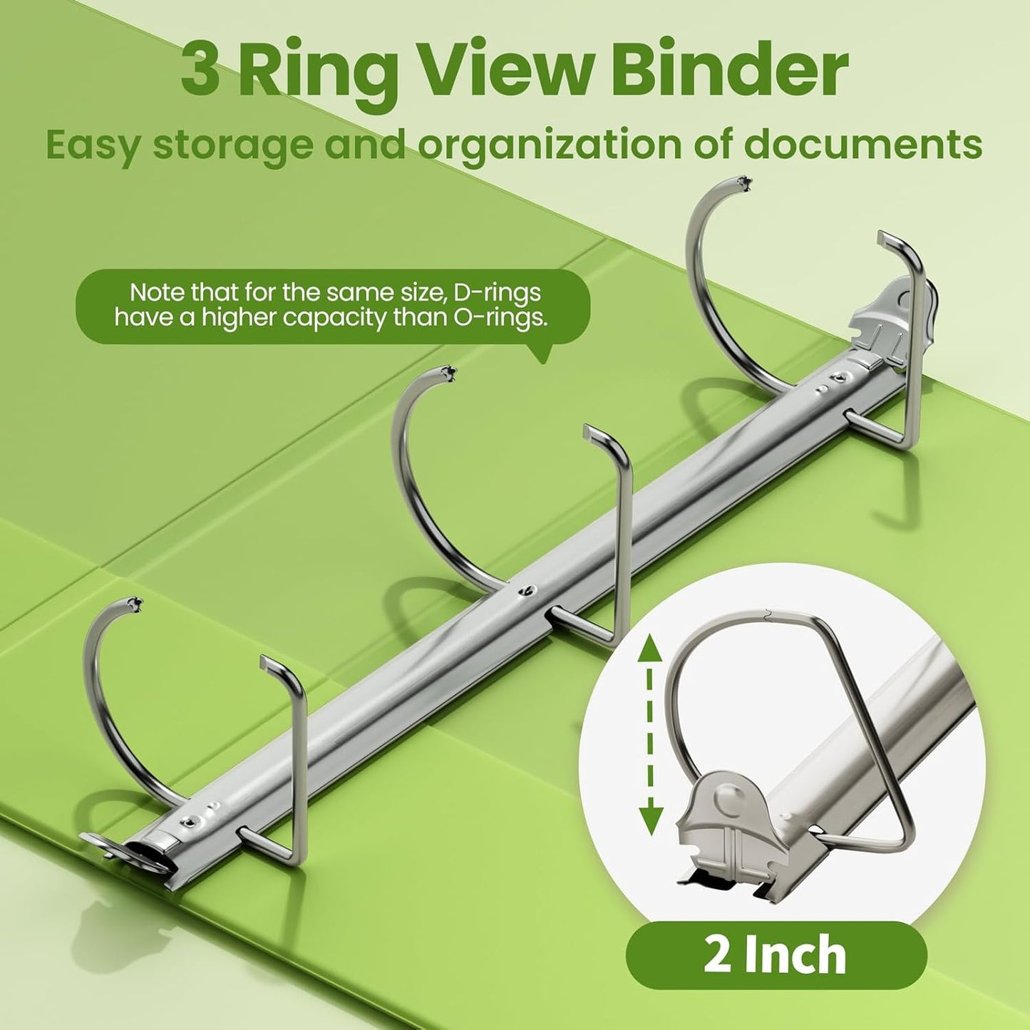 SUNEE 3 Ring Binder 2 Inch, Clear View Binder Three Ring PVC-Free (Fit 8.5x11 Inches) for School or Office Supplies, Light Purple, 1 Pack