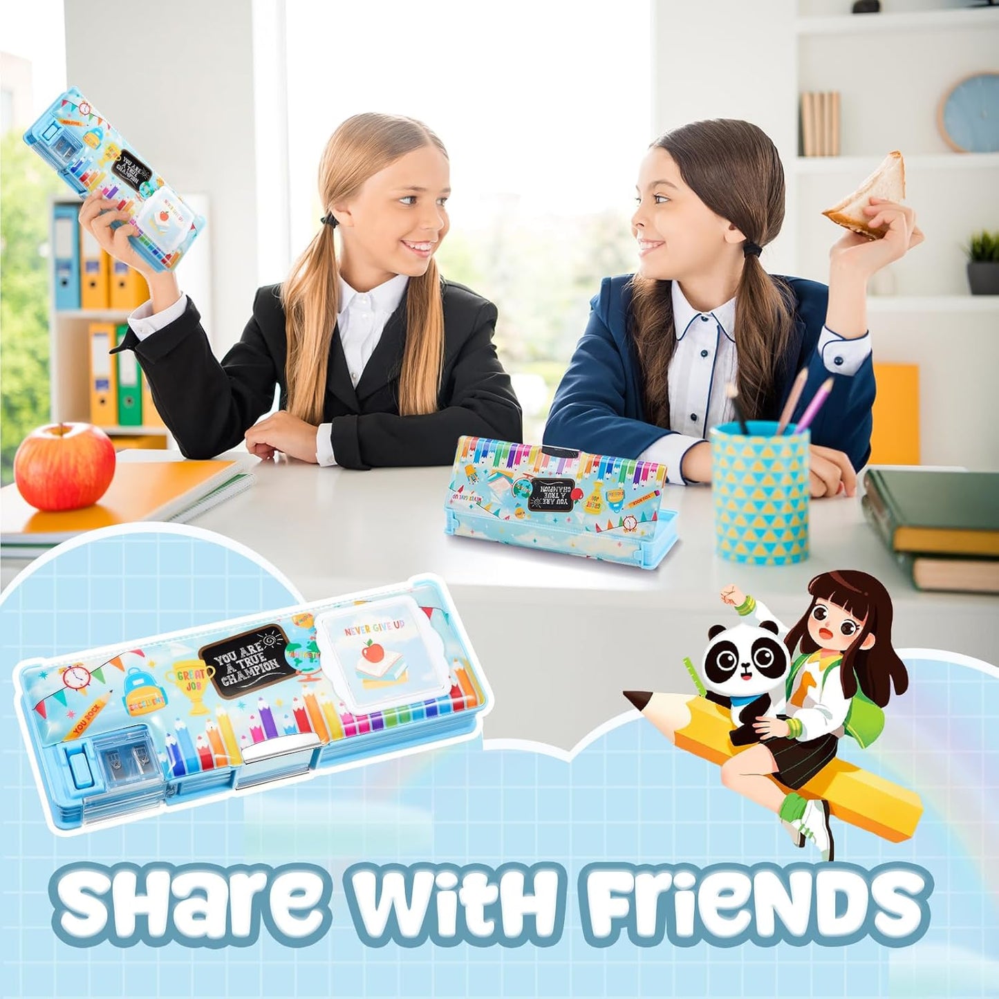Henoyso Multifunctional Pencil Box for Girls Butterfly Pencil Case with Calculator and Sharpener Cool Cute Pencilcase School Supplies Essentials Christmas Birthday Gift Present for Kids Teens