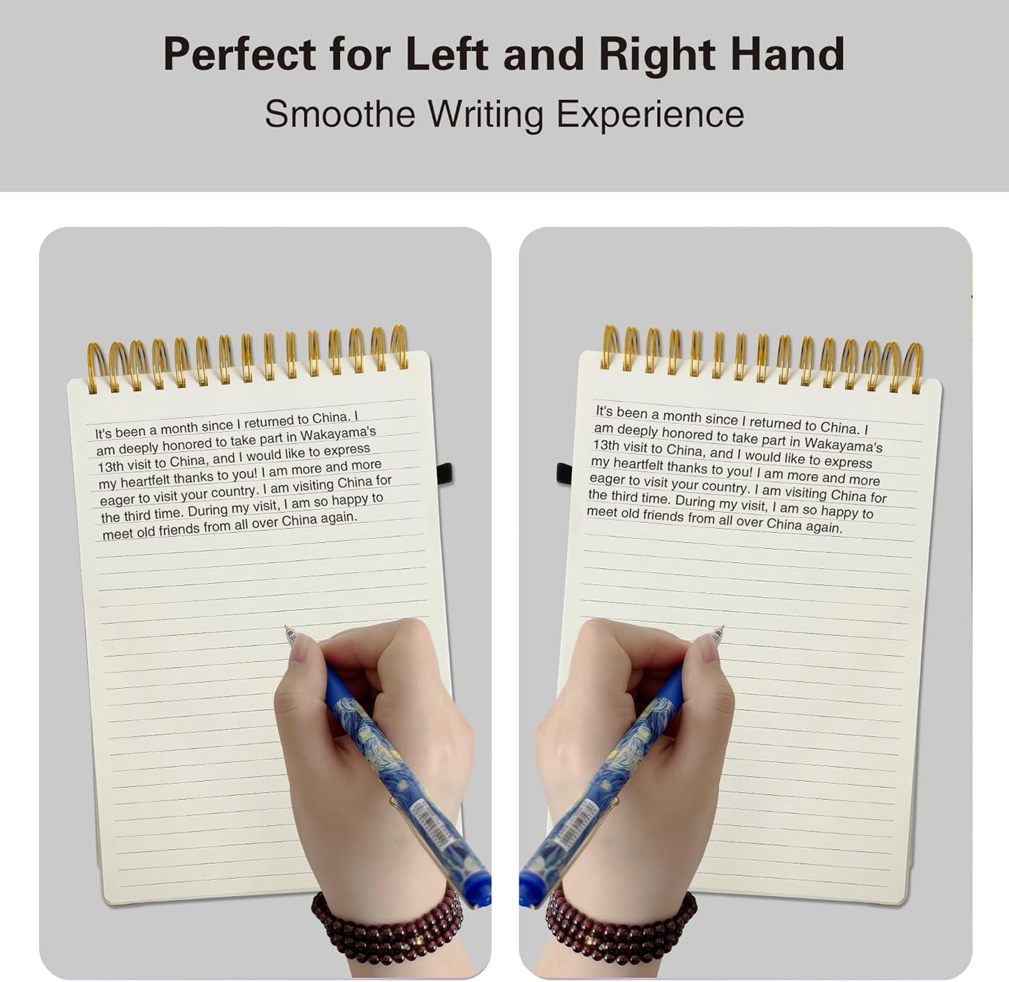 Top Spiral Notebook 8.5x11, A4 Large Leather Hardcover Top Bound Steno Pads, 240 Pages 100gsm Thick Lined Paper,Wide Ruled,Left Handed Notebook Journal for Work, School - Black