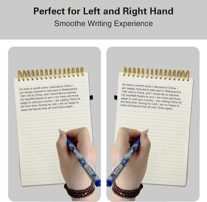 Top Spiral Notebook 8.5x11, A4 Large Leather Hardcover Top Bound Steno Pads, 240 Pages 100gsm Thick Lined Paper,Wide Ruled,Left Handed Notebook Journal for Work, School - Black