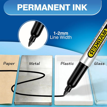 SFAIH 100 Black Permanent Markers Bulk -1s Quick Drying, Fine Point Markers for Write Mark, School, Office, Warehouse, Business, Logistics, Durable, Waterproof Ink on Paper, Plastic, Metal, Cardboard