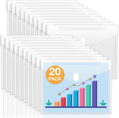 Sooez 6 Pack Plastic Envelopes File Folders, Rainforced Clear Folder Important Document Organizer, A4 Letter Size Bill Receipt Paper Holder Organizer Folder with Closure for School Office