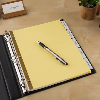 Avery Insertable Dividers for 3 Ring Binder, 5-Tab Set, Clear Big Tabs, Buff Paper with Gold-Reinforced, 24 Sets, Great for Organizing Projects, Reports, Finances, and More (11113)
