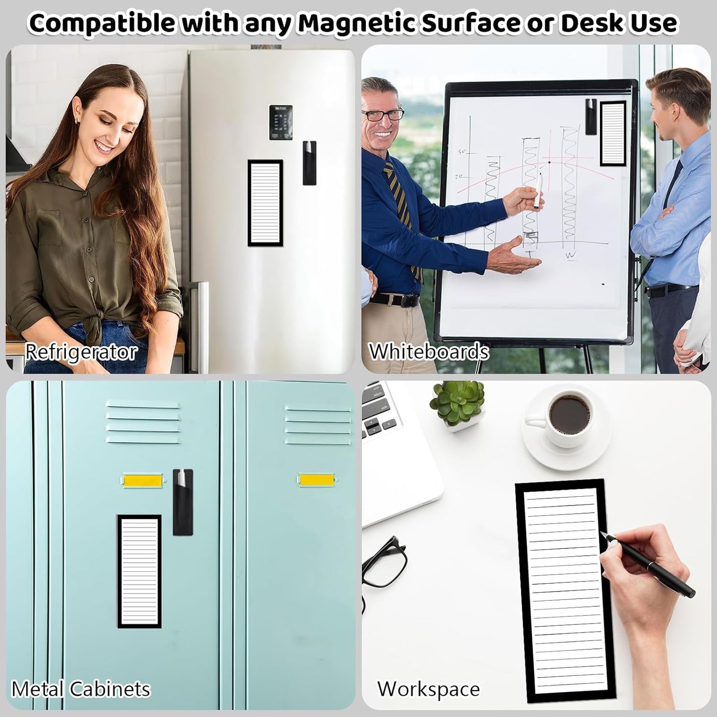 Thboxes 4 Pack Magnetic Note Pad for Fridge with Pen Holder, Totally 200 Sheets Grocery List Magnet Pad for Refrigerator Magnetic Shopping List Pad（Fruit Design）
