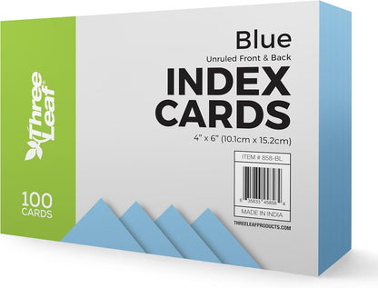 THREE LEAF 3 X 5, INDEX CARDS RULED, 100 CT. WHITE, Ruled Flash Cards, Study Card, Memo Pad, For To-Do List, Art And Craft Projects