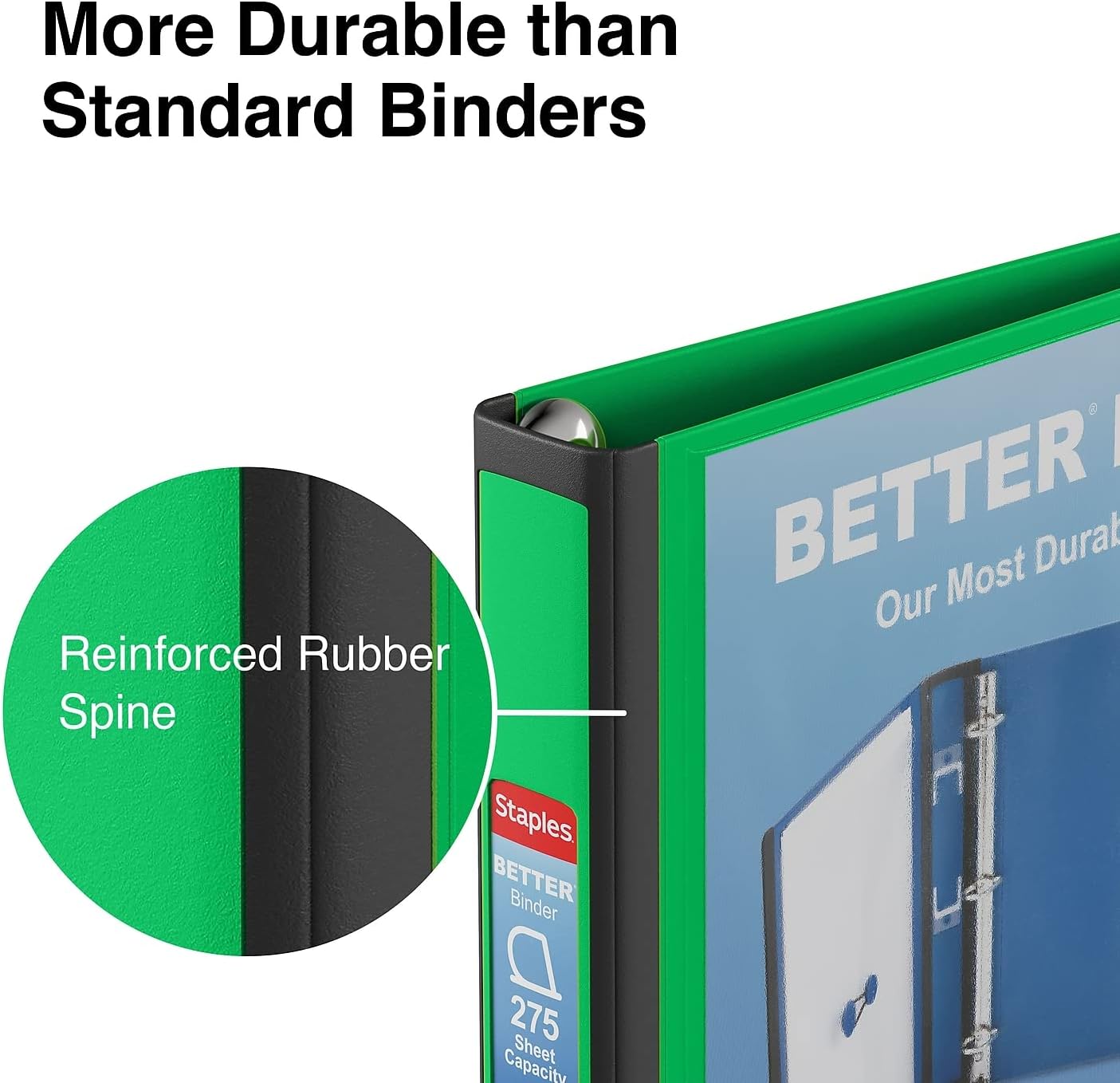 Staples Better Binder 2-Inch D-Ring View Binder, Reinforced Spine, Holds Up to 540 Sheets, Teal, for Office & School