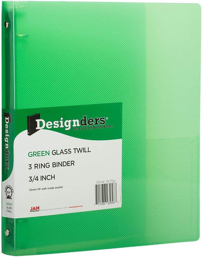 JAM PAPER Plastic 0.75 inch Binder - Clear 3 Ring Binder - Sold Individually
