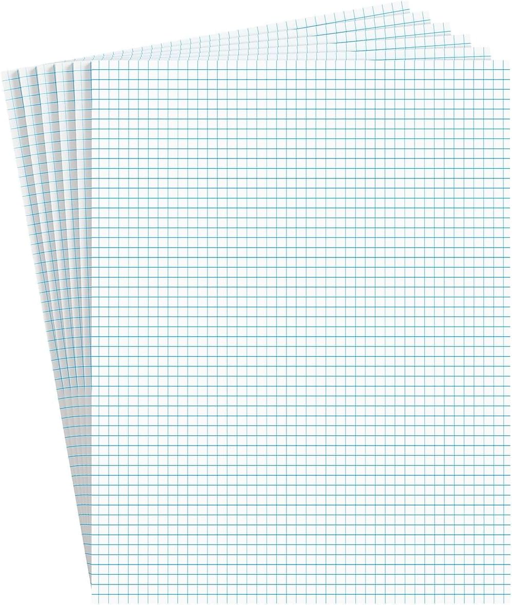 STAPLES Notepads, 8.5” x 11”, Graph Ruled, White, 50 Sheets/Pad, 6‑Pack