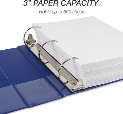 Samsill Durable 4 inch 3 Ring Binder, D Ring Binder, 100% Recycled Chipboard, Black, 2 Pack