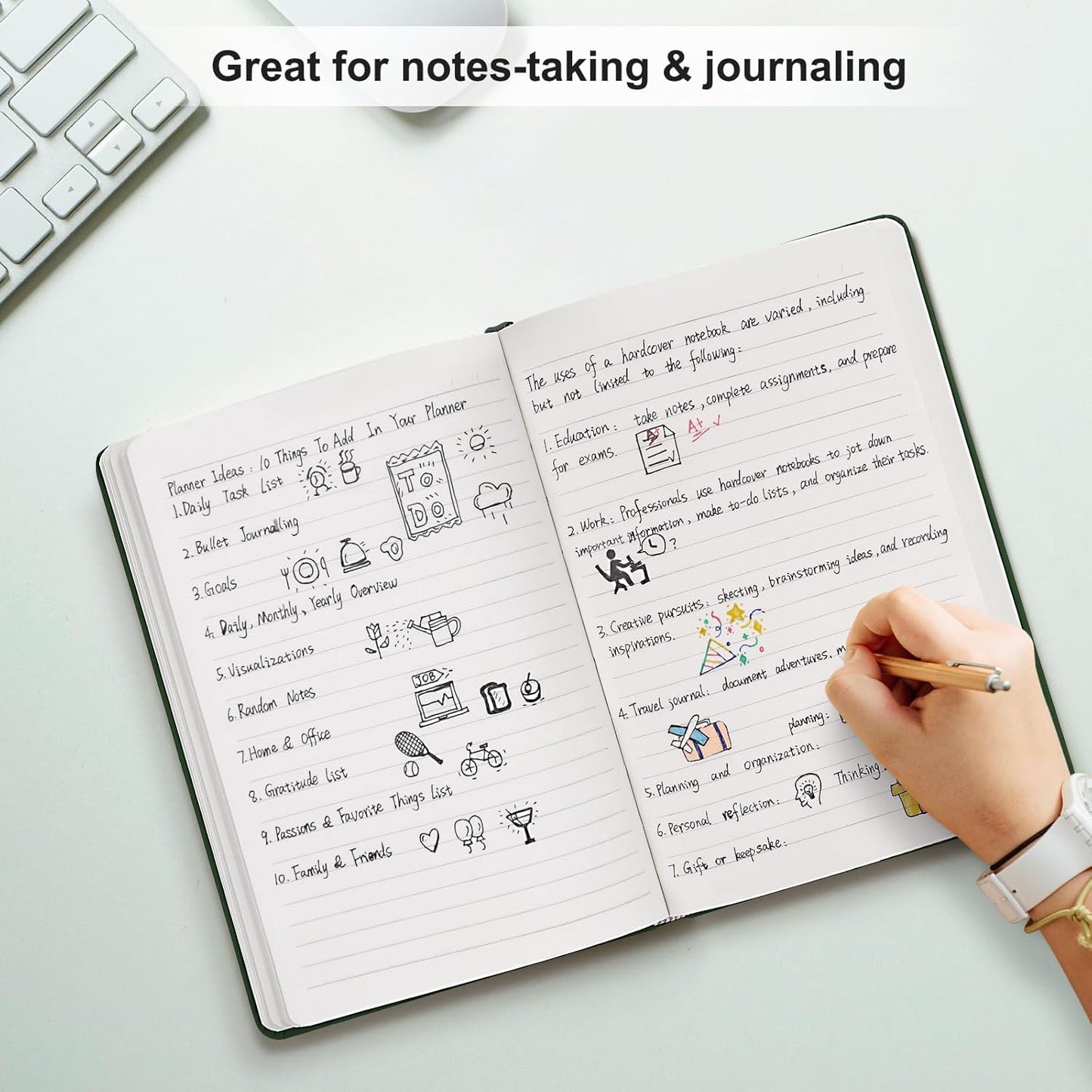 Comix 6 Pack Lined Journal Notebooks for Work, 240 Pages, 5.5"x8.3", Black, Hardcover, A5 Medium College Ruled, Journaling Notebooks for Notes-Taking, Fits for Office School Home