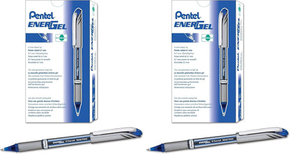 Pentel ENER-GEL NV Liquid Gel Pen, 0.7mm, Medium Line Capped, Metal Tip, Blue Ink, Box of 12 (BL27-C)
